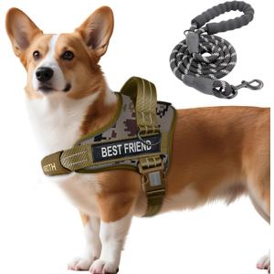 AUROTH Dog Harness and Leash Set, Soft Padded Service Dog Vest with 5.25FT Dog Leash, No Choke, Easy On Pet Vest, Adjustable Reflective No Pull Dog Harness Small Sized Dog, Easy Walking and Training