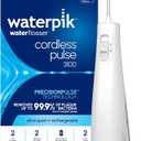 Waterpik Cordless Pulse 3100 Rechargeable Portable Water Flosser for Teeth, Gums, Braces Care and Travel with 2 Flossing Tips, Waterproof for Shower Use, ADA Accepted, WF-20 White
