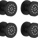 Brass Shower Body Jet Round Massage Side Sprayer Adjustable Wall Mounted, 4PCS, Matte Balck