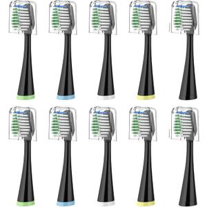 Replacement Toothbrush Heads for Waterpik Complete Care 5.0/9.0 (CC-01/WP-862), with Covers, 10 Count, Black