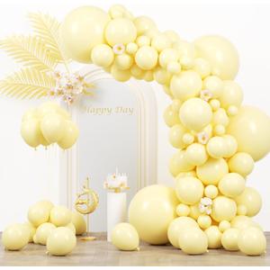 130pcs Pastel Yellow Balloons Different Sizes 18" 12" 10" 5" Light Yellow Latex Balloon Garland Arch Kit for Birthday Baby Shower Graduation Wedding Gender Reveal Party Decorations