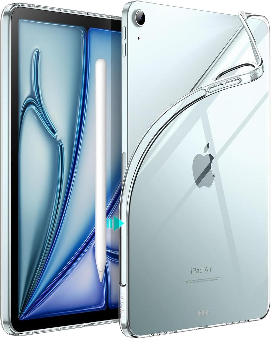JETech Case for iPad Air 11Inch M4/M3/M2 (2026/2025/2024), iPad Air 5/4 (10.9Inch, 2022/2020 Model), Soft TPU Transparent Slim Shockproof Tablet Cover, Support Pencil Pro/2nd Charging (Clear)