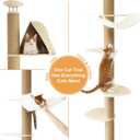 FUKUMARU Floor to Ceiling Cat Tree, 6 Level Adjustable Height (6-10 ft) Climbing Tower with Thickened Scratching Posts, Cats Activity Center with Cozy Hammock - Beige