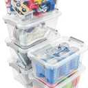 6 Pack Plastic Storage Bins with Lids 7 Quart Stackable Clear Storage Bins with Buckle Lids and Handle easy for Home Office Pantry Organization, Grey