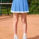 Haloumoning Girls Pleated Tennis Skirts with Shorts Kids High Waisted Athletic Skorts Golf Skirt with Pockets 5-14 Years (Blue)