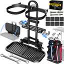 No-Drill Golf Cart Bag Holder, Foldable & Adjustable, Space-saving Golf Cart Rear Seat Bag Holder Rack Fits Grab Bars 7.28"-25.6", Universal for EZGO Club Car Yamaha, Easy Install, Anti-Shake