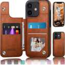 DJDUCK Designed for iPhone 12/12 Pro Case Wallet with Card Holder, [Magnetic Clasp Cover] [RFID Blocking Leather Protection] Shockproof Women Men Cases 6.1 Inch for Apple 12 Light Brown