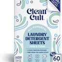 Cleancult Laundry Detergent Sheets - Resealable Box - 3 Stain Fighting Enzymes - Fragrance Free - 60 Loads - Free of Harsh Chemicals - No Mess - No Plastic Waste (60 Count (Pack of 1)