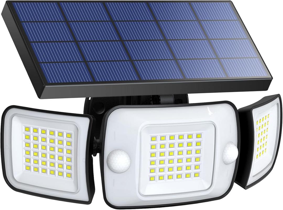 intelamp Solar Outdoor Lights,6000mAh Motion Sensor with Dual Sensors, Waterproof Solar Flood Lights 270Wide Angle for Outside with 3 Modes