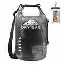 HEETA Dry Bag Waterproof for Women Men, Roll Top Lightweight Dry Storage Bag Backpack with Phone Case for Travel Swimming Boating Kayaking Paddle Board Camping Beach Accessories (Transparent Black, 5L)