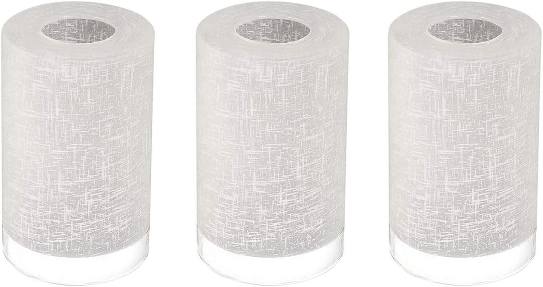 3-Pack White Linen Frosted Glass Lamp Shade, Glass Shade Covers Replacements for Light Fixtures, 1.65 Inch Fitter Globes Lampshades for Chandelier Wall Sconces Pendant Lights Bath Vanity Lights