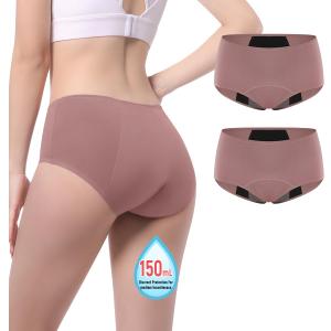 Incontinence Underwear for Women 150ml High Absorbent Leak Proof Underwear for Women Washable Women's Incontinence Panties for Incontinence Postpartum Bladder Leak 2 Pack Dusty Rose L (Dusty Rose-2)