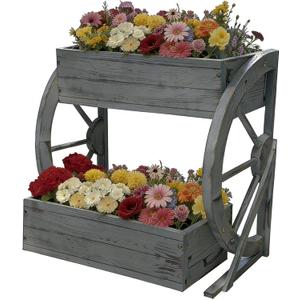 NestNature Wooden Wagon Planter Box|Rustic Planter Use On Indoor&Outdoor, Medium-2Tier