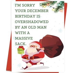 3 x OJsensai Funny December Birthday Card for Women Men, Hilarious Christmas Birthday Card Gifts for Him Her Adult