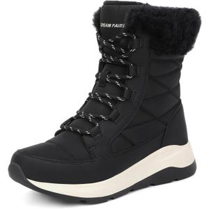 DREAM PAIRS Women's Winter Snow Boots Waterproof Lightweight Warm Faux Fur Lined Insulated Outdoor Ladies Mid-Calf Booties (8, Black)