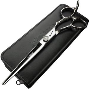6/7-Inch Professional Hair Scissors Haircut Rose Pattern Hair Scissors Styling Tools Japanese Stainless Steel Scissor Set (7-inch cutting scissors-A)