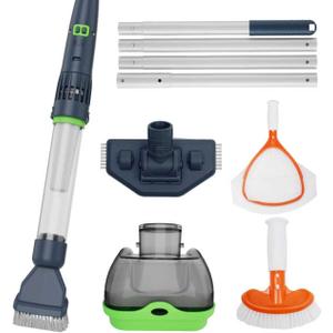 All in ONE Rechargeable Pool & Spa Vacuum 70 Mins Working for Hot Tub, Small Above Ground&Inground Pool, Magnetic Drive Tech, Spa Skimmer Net, Brush,25m Ultra Fine Mesh Filter