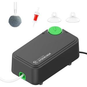 SYSENCIAGA 5W Aquarium Air Pump, Ultra Quiet Dual Outlet Adjustable Oxygen Pump for up to 300 Gallon Fish Tanks, Small Tanks, Hydroponics & Household Use