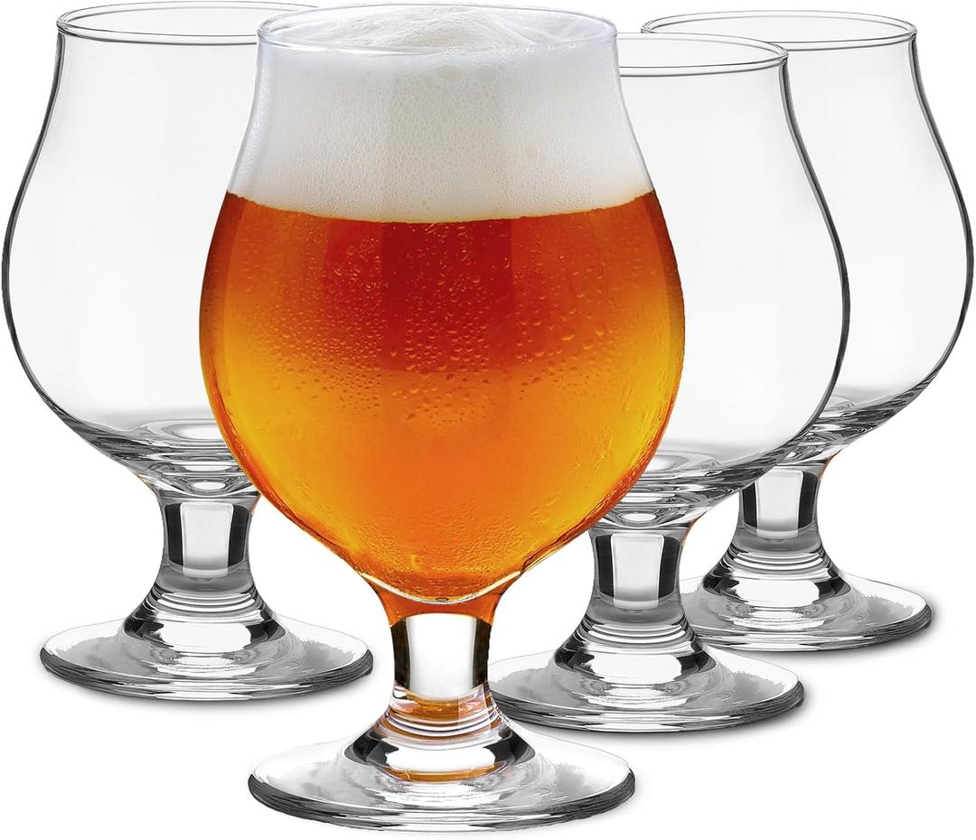 Beer Glasses Set of 4, 16 OZ Classic Craft Goblet Glasses, Premium Tumbler Set, Pub, Unique Design Beer Glasses, Dishwasher Safe