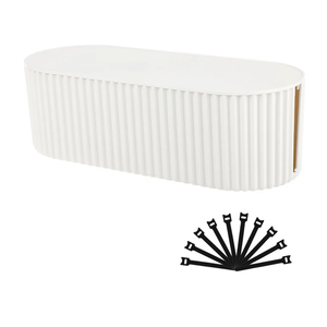 FABROK Cable Management Box with 10 Cable Ties, Cable Organizer Box for Power Strips, Surge Protectors, Chargers, Adapters, TV Computer Wires Cable Hider Organizer Box for Home/Office (Large/White), 16x 6 inch