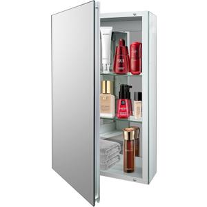 Medicine Cabinet with Mirror Door & Adjustable Shelves, Wall-Mounted Rectangular Medicine Cabinet Beveled Edge Frame, 20" x 26"x 5.3"