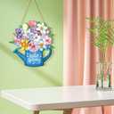 Spring door decorations Welcome hanging doorplate Outdoor wooden ornament for Farmhouse Porch Easter Party Home Seasonal Supplies