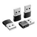 4-Pack USB C Female to USB Male Adapters, Type A Charging Cable Power Converter for iPhone 11/12/13/14/15, Plus Pro Max, iPad Pro Air 4 Mini 6, Samsung Galaxy S24/S23/S22/S21, Pixel XL (Black)