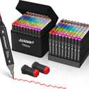 Alchilalart 100 Color Alcohol Based Markers, Alcohol Marker Set With Base, Double Head Alcohol Sketch Drawing Markers Animation For Adults And Children