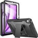 Soke Case for iPad Air 11-inch M3/M2 (2025/2024), iPad Air 5th/4th Generation 10.9-inch (2022/2020), with Built-in Screen Protector and Kickstand, Rugged Full Body Protective Cover - Black