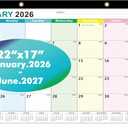 ZTX Desk Calendar 2026 Calendar Wall Calendars 2026-2027-18 Month Planner Extra Large 22"x17" Jan. 2026-Jun.2027 Clear Plastic Cover for Home Office School Colorful