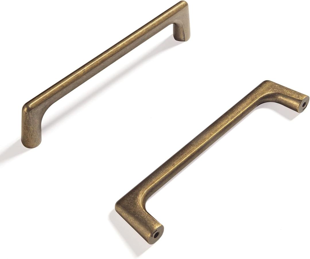 Goo-Ki Antique Brass zinc Alloy Cabinet pulls for Drawer,Cupboard, Wardrobe-5.04 inch(128mm) Hole Center, 6 Pack