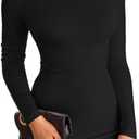 VICHYIE Women Mock Neck Ribbed Bodycon Dress Long Sleeve Mini Pencil Dresses (X-Large, Black)