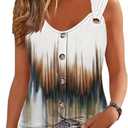 Womens Summer Tops Scoop Neck O Ring Shoulder Tank Tops Casual Sleeveless Button Front T Shirt Blouse (Small)