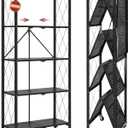 DEANIC 5 Tier Foldable Storage Shelves with Wheels, Large Capacity Shelving Unit, Freestanding Metal Wire Shelf Rack, No Assembly Organizer Rack for Garage Kitchen, Basement, Pantry(Black)