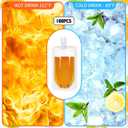 100 Pcs Plastic Pouches Bulk Clear Juice Bags Squeeze Pouches Plastic Leak Proof Bags with Funnel for Party Favors (16 oz)