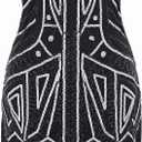 BABEYOND Women's Flapper Dresses 1920s V Neck Beaded Fringed Great Gatsby Dress (Black, L)