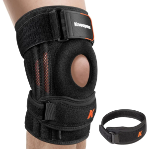 2 in 1 knee brace with side stabilizers and patella pad for pain relief, adjustable compression knee support, knee sleeve for meniscus tear, ACL