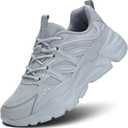 Womens Ladies Walking Shoes Fashion Running Sneakers Casual Comfor Lightweight Breathable Soft Sole Gym Tennis Work, Gray, Size 6.5