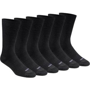 Dickies Men's Dri-Tech Moisture Control Max Full Cushion Crew Socks, (6, 12 Pairs), Solid Black (6 Pairs), Large