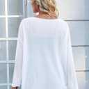 FEMLE Womens Oversized Mesh Sheer Sparkly Top Glitter See Through Tops Tee Shirt Long Sleeve Concert Rave Party Outfits, White(No Cami) S