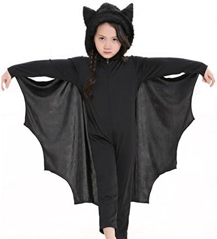 COOLJOY Kids Unisex Vampire Bat Costume, Jumpsuit Halloween Cosplay Costume Set, S, Black