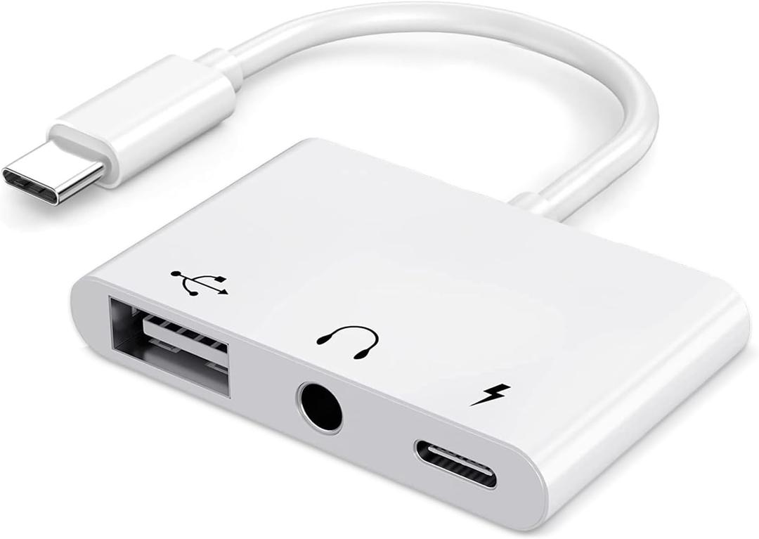 USB C to USB Adapter, 3 in 1 AUX to USB C Adapter with 3.5mm Headphone Jack + OTG + 60W PD Fast Charging Port,Compatible with iPhone 15/16, iPad Pro, MacBook and More