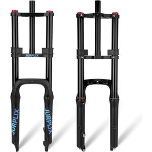 Air Suspension Fork 20 inch 4.0 Fat Tire Double Shoulder Snow Bike Beach Bike E-Bike Mountain Bike, 180mm 7.09″ Travel 135mm 5.31″Spacing Hub Straight Tube MTB Manual Lockout 9mm 0.354″ QR