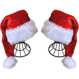 QIAONIUNIU Santa Hat - Adults Deluxe Xmas Christmas Hat Pack 2 pcs