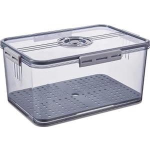 Refrigerator Storage Box Thickened Freezer Draining Crisper(Gray 7001)