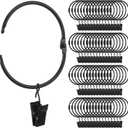 60 Pcs Metal Curtain Rings with Clips, Openable Drapery Rings for Windows Rods, 2 Inch Heavy Duty Rustproof Decorative Vintage Drapery Curtain Rods Hangers, Black