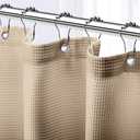 NEATERIZE Shower Curtain Beige - Hotel Style Beige Shower Curtains for Bathroom with Waffle Design, 72x72 Inches - Fabric Shower Curtain - Cortinas de Baño Elegantes