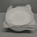 DOWAN 9.75" Pasta Bowls Set of 4, Large Shallow White Ceramic Salad Bowls, 50oz Wide Dinner Bowls for Pasta, Soup, Salad & Stew, Microwave & Dishwasher Safe, Housewarming Gift(Soft White)