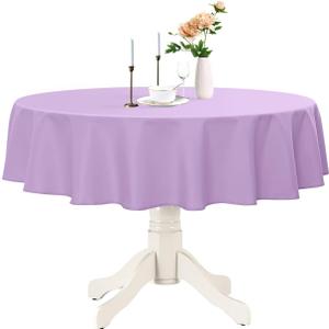 Romanstile Round Waterproof Tablecloth, Stain Resistant Washable Table Cloths Wrinkle Free Polyester Table Covers for Kitchen Dining Party Wedding Indoor and Outdoor - Lavender, 90 Inch