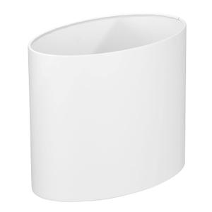 mDesign Stainless Steel Metal Oval Waste Can, 7.9 Liter/2.09 Gallon Wastebasket, Garbage Bin for Bathroom, Bedroom, Kitchen, Home Office, Holds Waste and Recycle, Mirri Collection, White